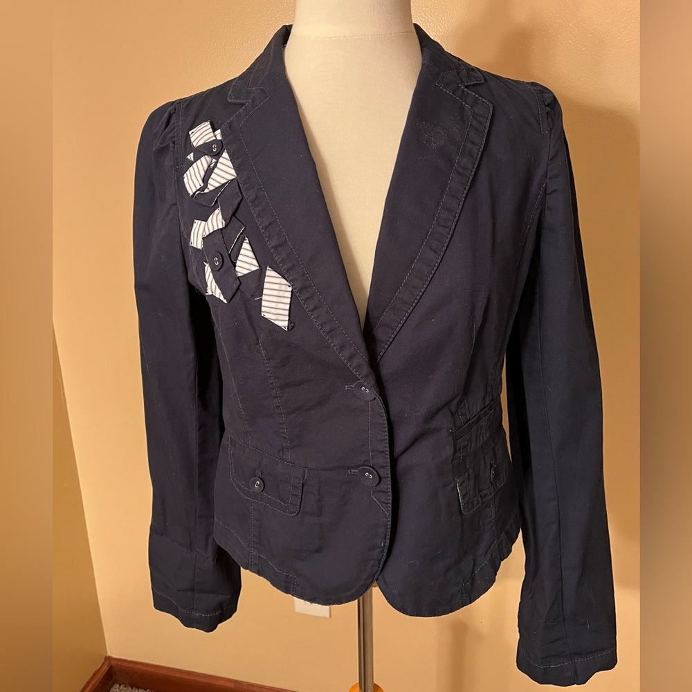 LOFT Navy Blazer with White Accents